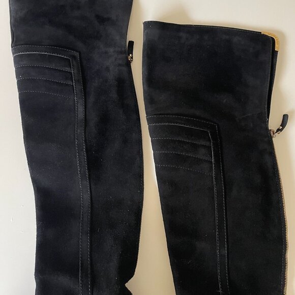 Louis Vuitton Black Suede Zipped Over-The-Knee Boots 37 / US 7 - Picture 7 of 17